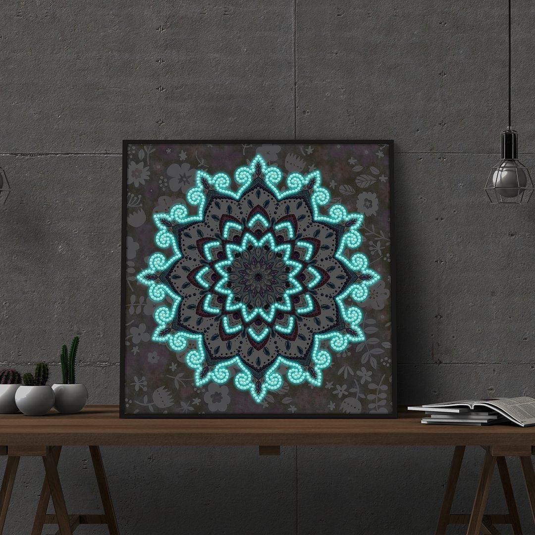 Mandala Leuchten im Dunkeln künstlerisch Diamond Painting - Diamond Painting