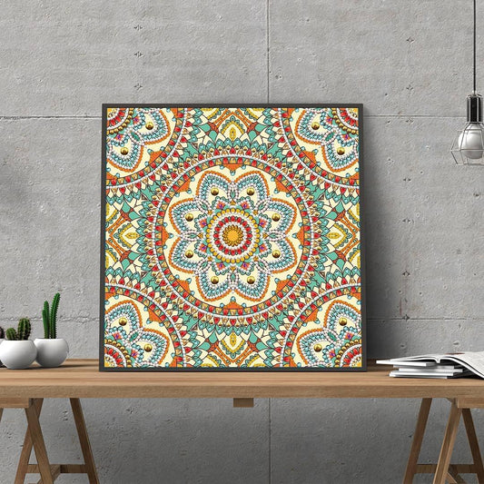 Bunte Mandala Leuchtet im Dunkeln Diamond Painting - Diamond Painting