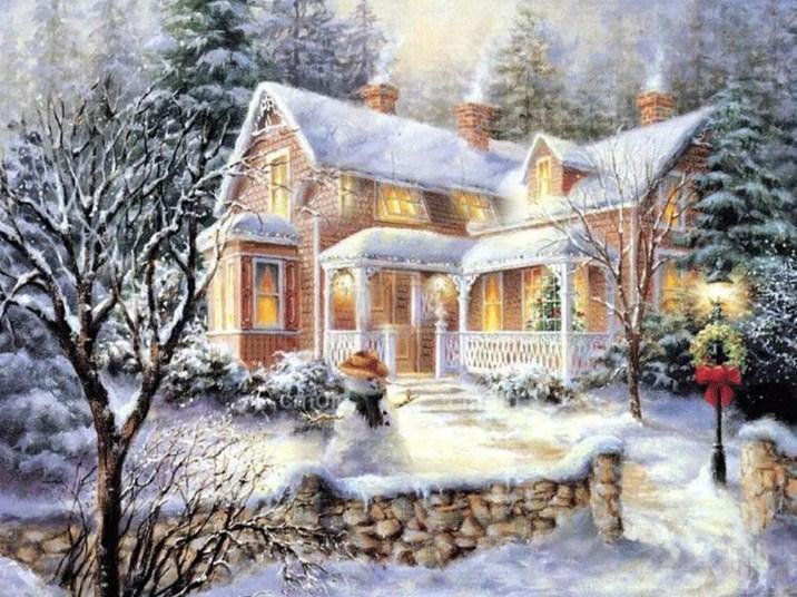 Haus unter Schnee Diamond Painting - Diamond Painting