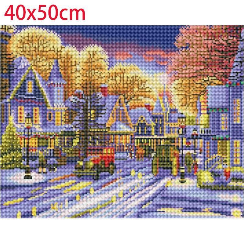 Ein LED-Diamant-Kit mit Nachtsicht auf die Stadt - Diamond Painting