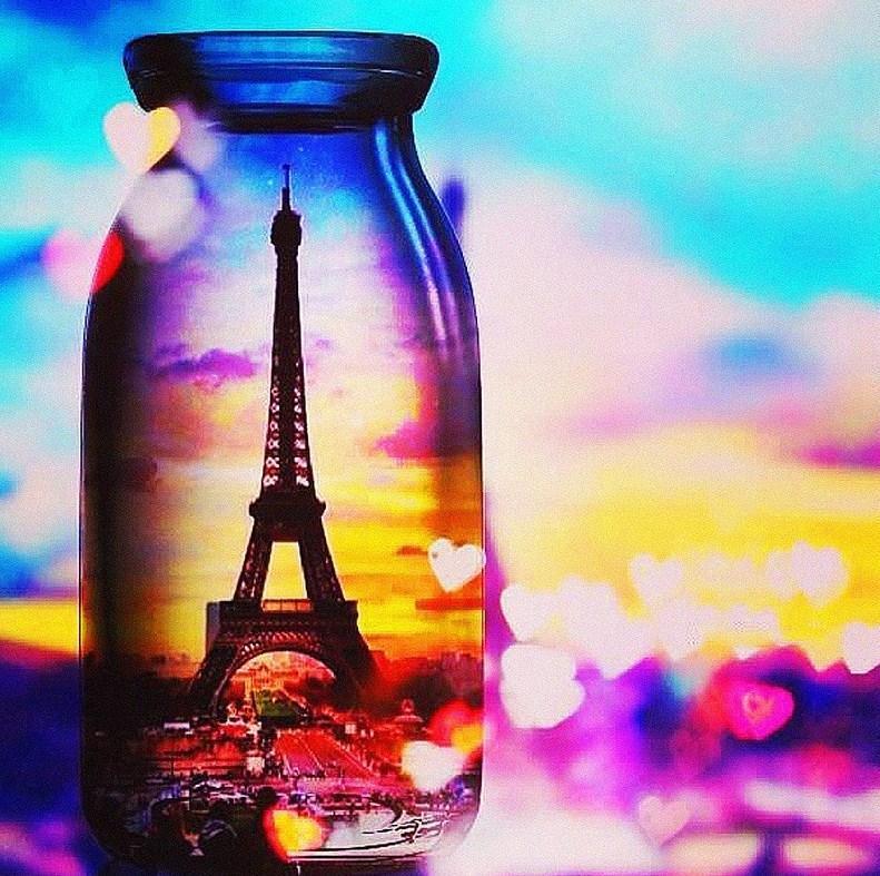 Paris Ansicht in Glasflasche - Diamond Painting