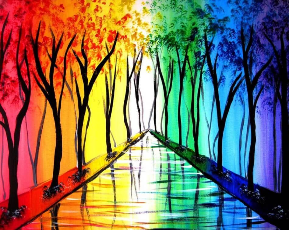 Regenbogenbäume Malerei Kit - Diamond Painting