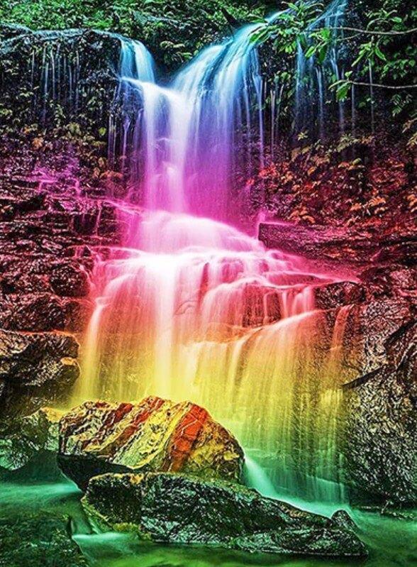 Regenbogenwasserfall - Diamond Painting