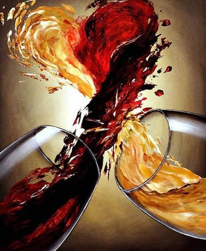 Rot und Weißwein - Diamond Painting