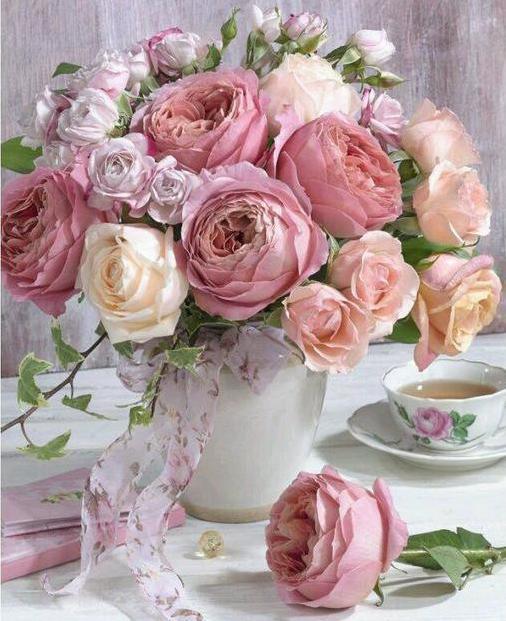 Vase voller Rosen - Diamond Painting