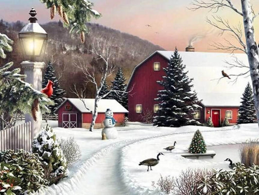 Winteransicht & Weihnachtsmalerei - Diamond Painting