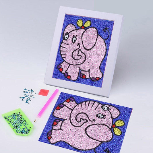 Animierter rosa Elefant - Spezial Diamond Painting - Diamond Painting