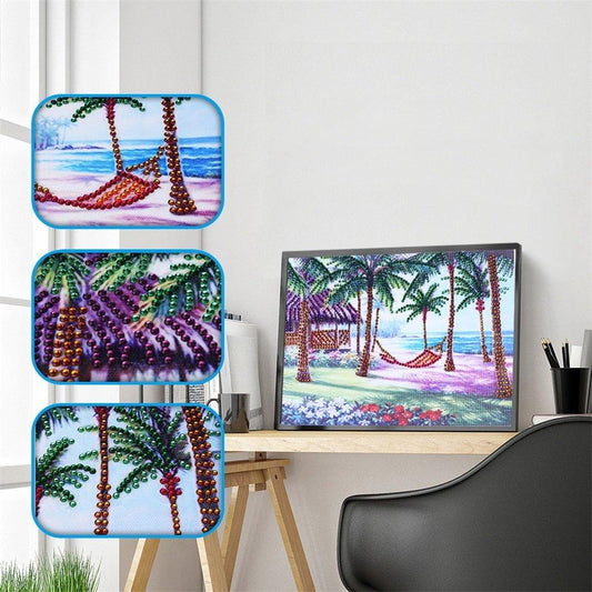 Coconut Tree Hängematte Beach Spezial Diamond Painting - Diamond Painting