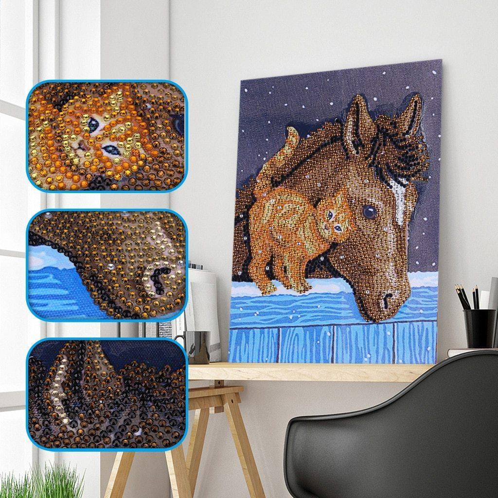 Katzenfreund mit Pferd - Spezial Diamond Painting - Diamond Painting