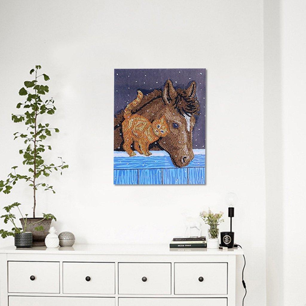 Katzenfreund mit Pferd - Spezial Diamond Painting - Diamond Painting