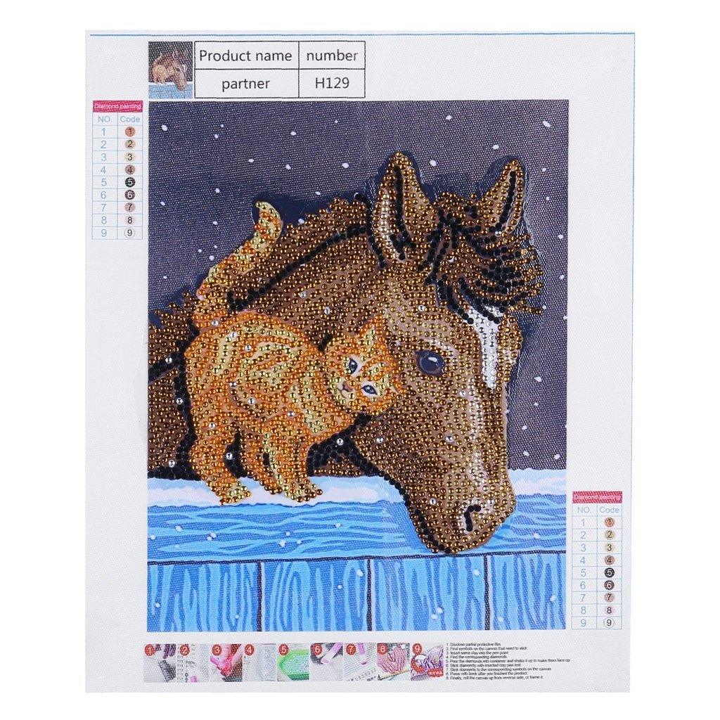 Katzenfreund mit Pferd - Spezial Diamond Painting - Diamond Painting