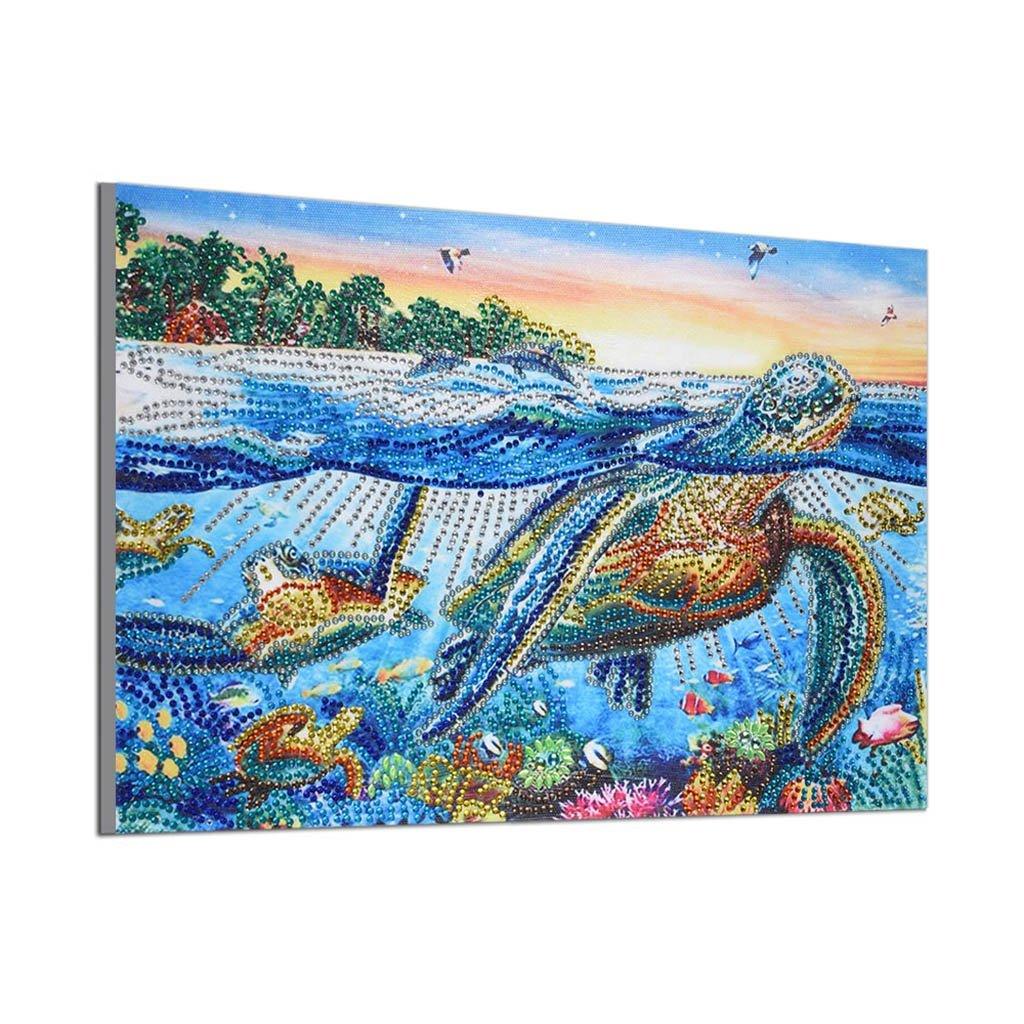 Schildkröte in der Meereslandschaft - Spezial Diamond Painting - Diamond Painting