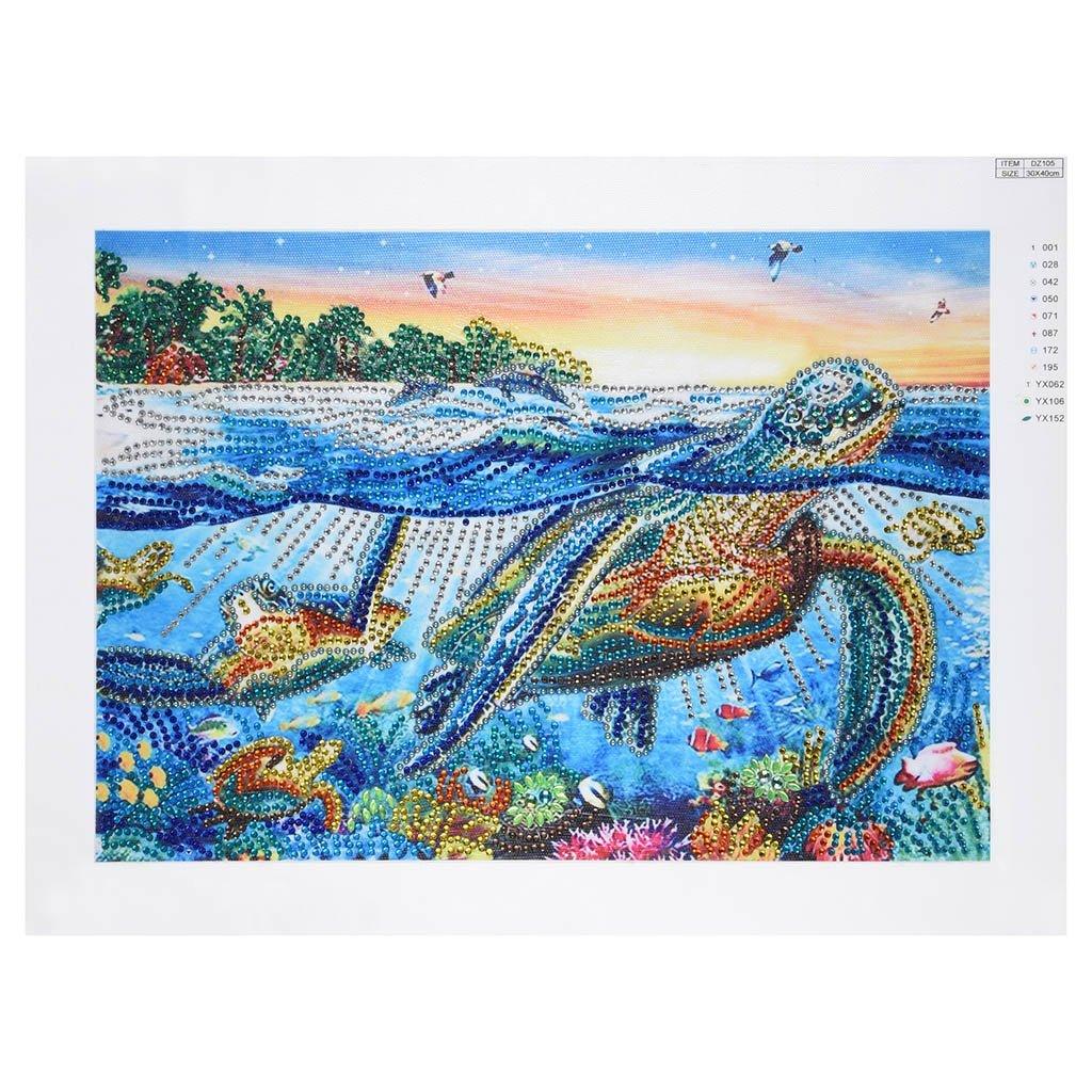 Schildkröte in der Meereslandschaft - Spezial Diamond Painting - Diamond Painting