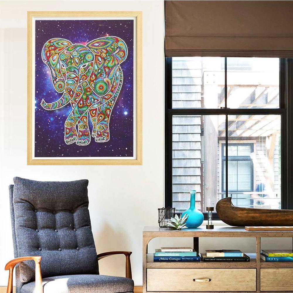 Erstaunlicher Elefant - Sonder form Diamond Painting - Diamond Painting