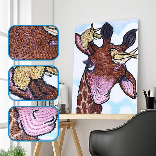 Giraffenfreundlich mit Vögeln - Spezial Diamond Painting - Diamond Painting