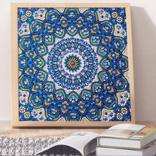 Blaues abstraktes Mandala - Spezial Diamond Painting - Diamond Painting