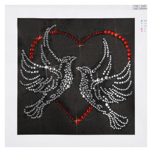 Glänzende Herztauben - Spezial Diamond Painting - Diamond Painting