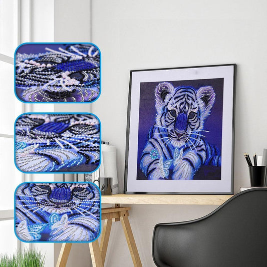 Tiger White Cub - Spezial Diamond Painting - Diamond Painting