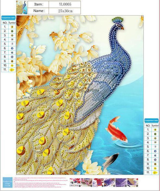 Goldener Feder pfau - Spezial Diamond Painting - Diamond Painting