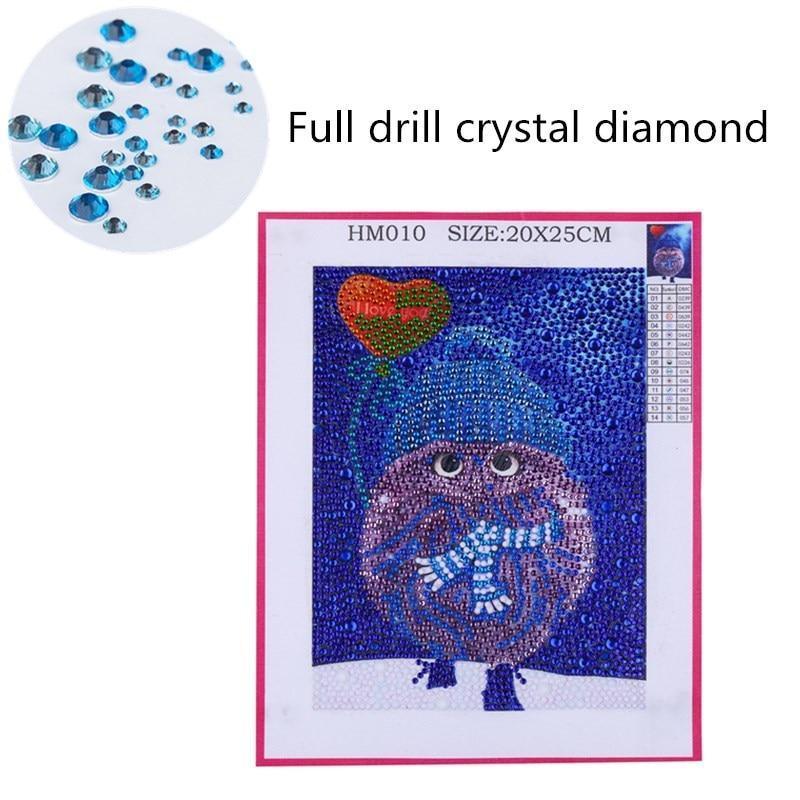 Blaue Eule im Winter - Spezial Diamond Painting - Diamond Painting
