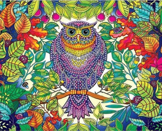 Eule im Dschungel - Spezial Diamond Painting - Diamond Painting