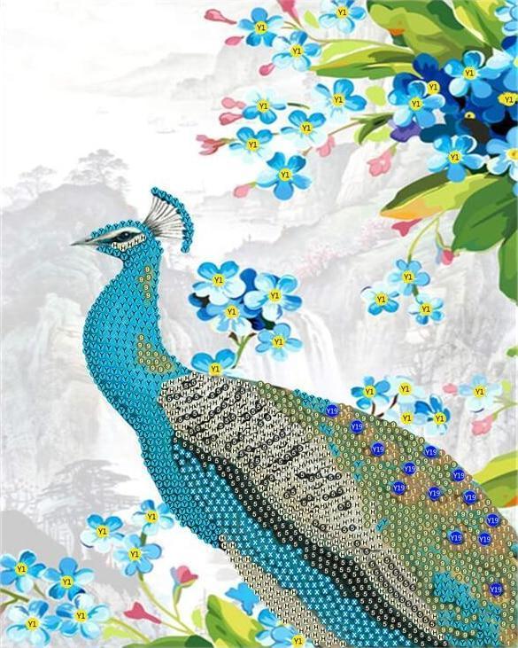 Pfau in freier Wildbahn - Spezial Diamond Painting - Diamond Painting