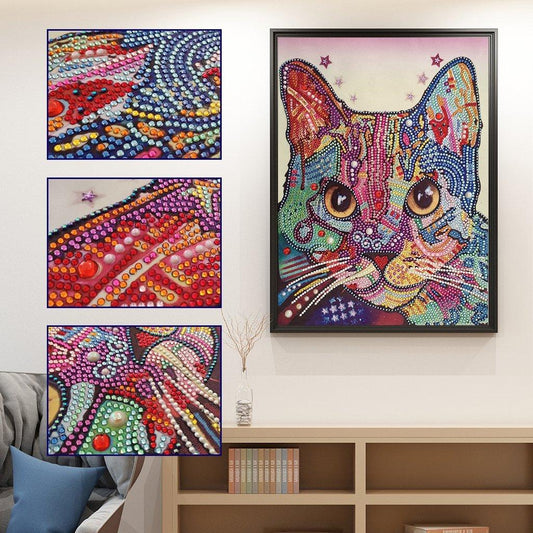 Künstlerische Katze - Spezial Diamond Painting - Diamond Painting