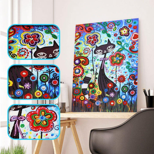 Animierte schwarze Katze - Spezial Diamond Painting - Diamond Painting