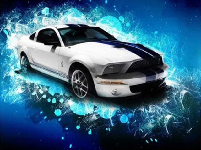 Weiß & Blau Shelby Mustang - diamond painting kit - Diamond Painting