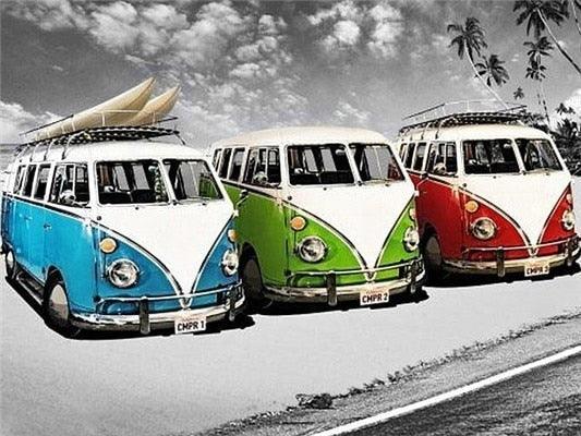 Der Vintage Volkswagen Typ 2 Minibus – 5D diy full diamond painting - Diamond Painting