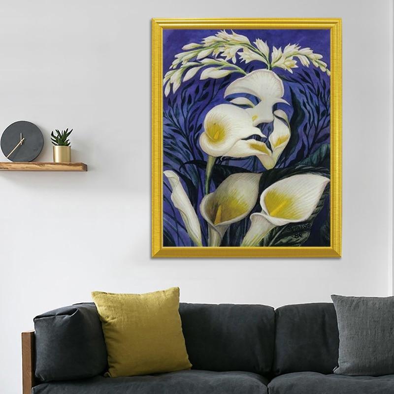 Dame & Blumen Kunst DIY Diamantmalerei - Diamond Painting