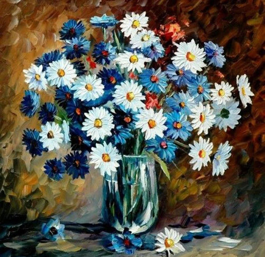 Glasvase & bunte Blumen - Diamond Painting
