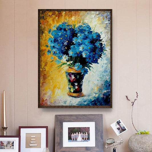 Blaue Blumen - DIY Diamond Painting - Diamond Painting