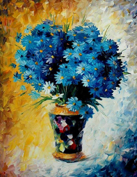 Blaue Blumen - DIY Diamond Painting - Diamond Painting