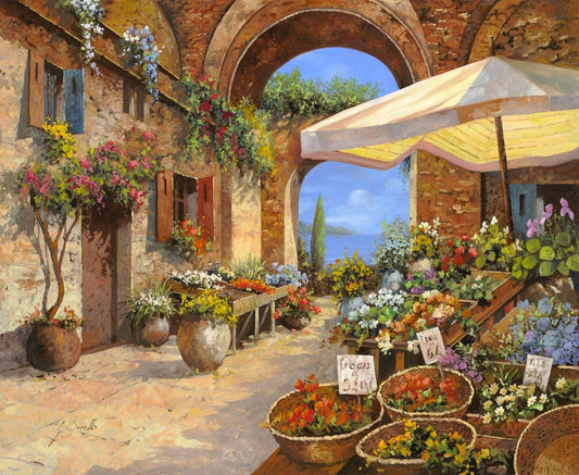 Der Markt am See - Kunst des Guido Borelli - Diamond Painting