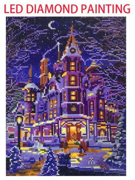 Ein Haus in der Winternacht LED - Diamond Painting